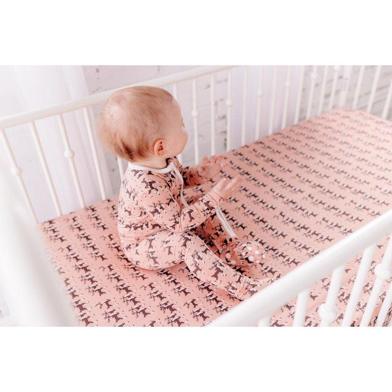 Bamboo Footie with 2-Way Zipper - Blush Rudolph - Image 3