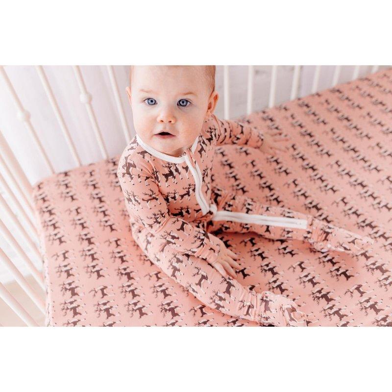 Bamboo Footie with 2-Way Zipper - Blush Rudolph - Image 5