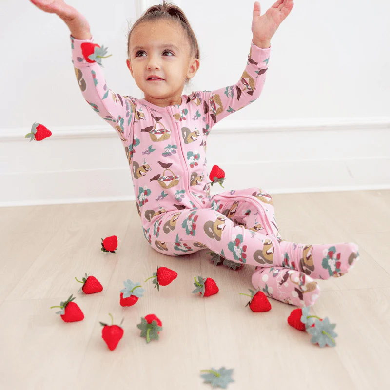Bamboo Footie with 2-Way Zipper - Cake Pop Berry Picking - Image 2