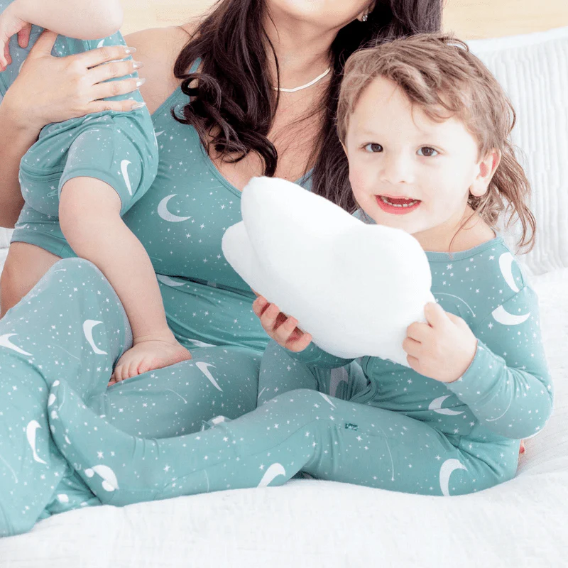 Bamboo Footie with 2-Way Zipper - Jade Starry Sky & Moon - Image 3