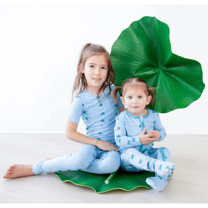 Bamboo Footie with 2-Way Zipper - Seaside Blue Frogs & Flies - Image 3
