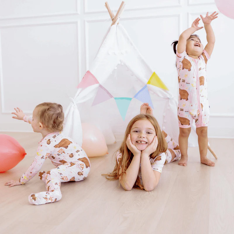 Bamboo Footie with 2-Way Zipper - Shrinking Violet Forest Party - Image 3