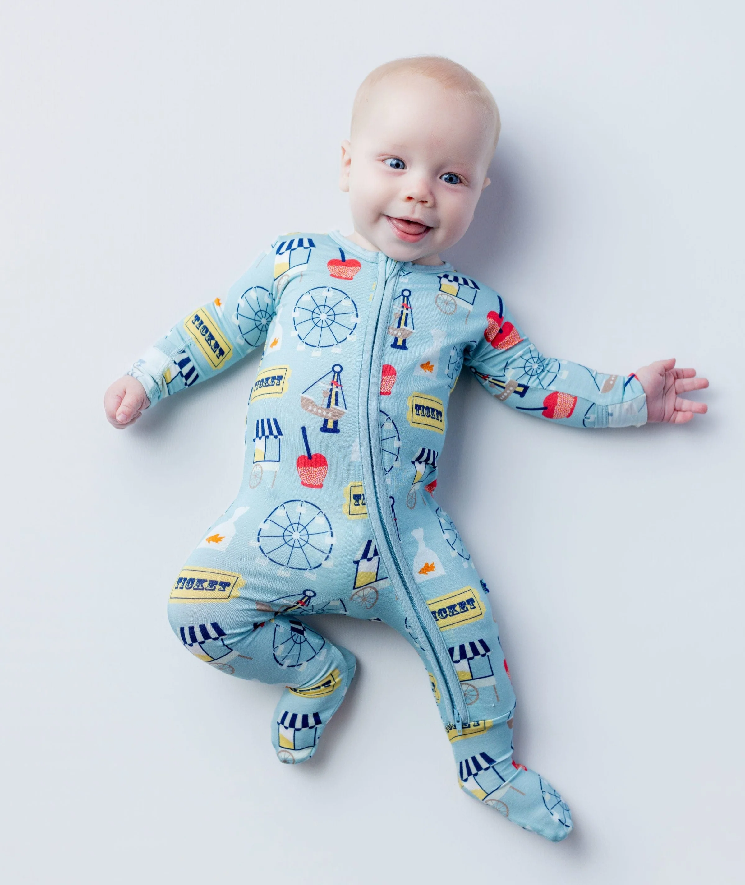 Bamboo Footie with 2-Way Zipper - Stormy Sea Fall Fair - Image 2