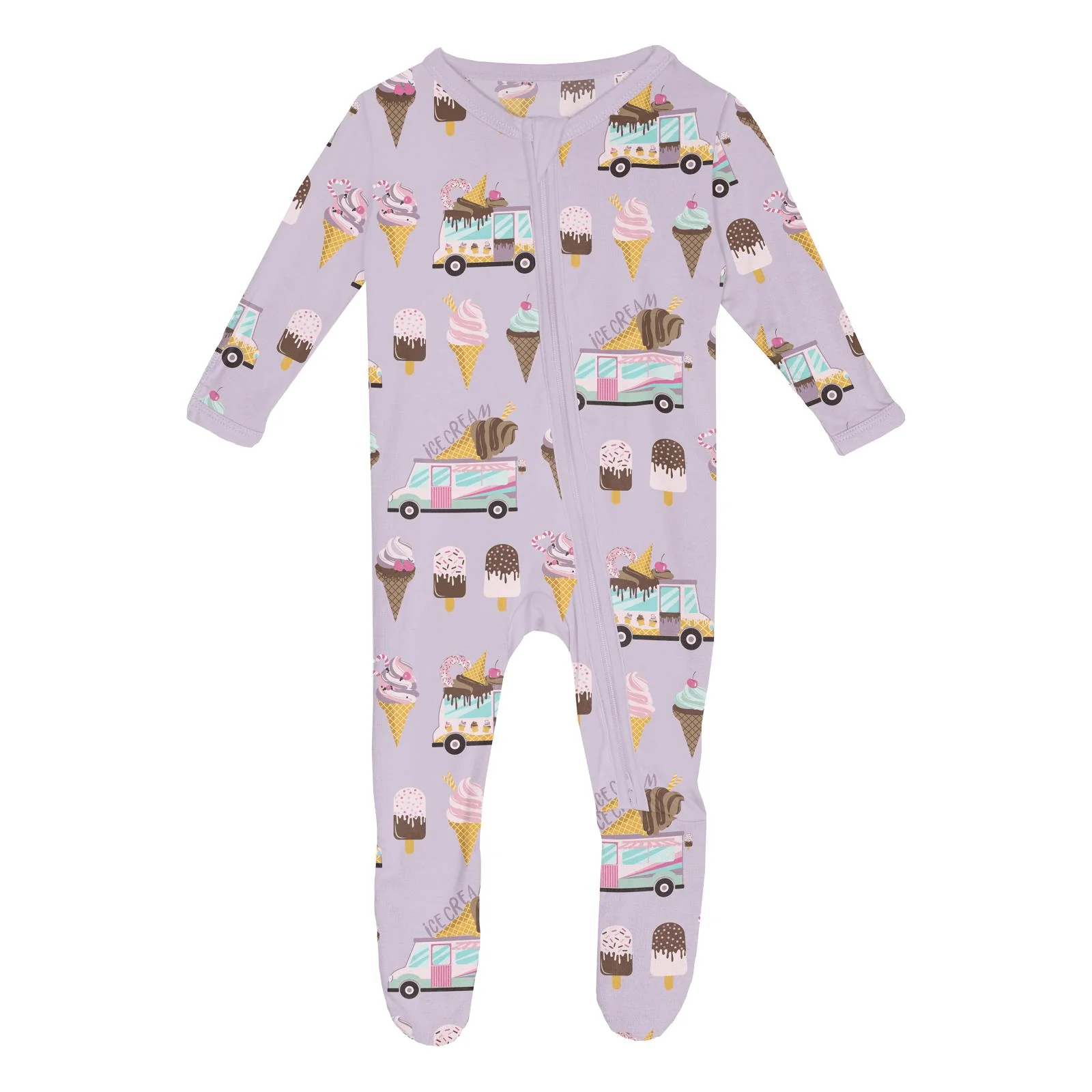 Bamboo Footie with 2-Way Zipper - Thistle Ice Cream Truck - Image 2