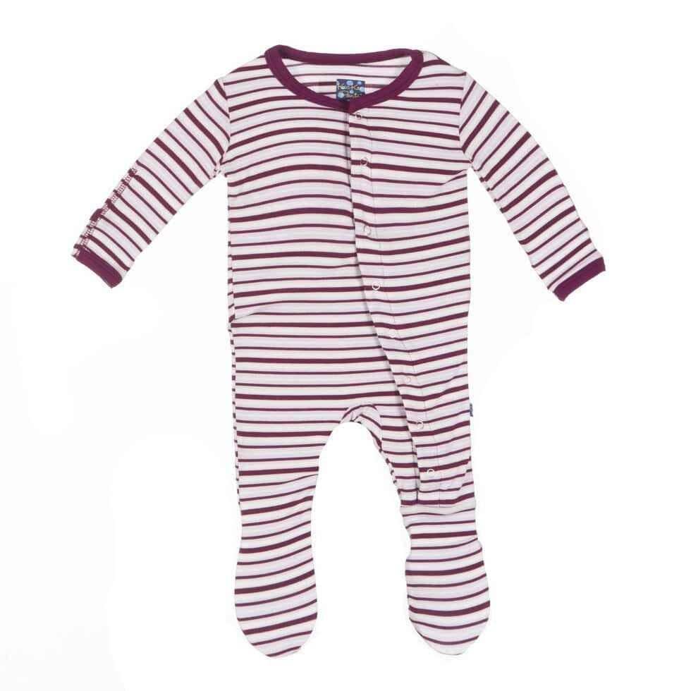 Girl's Bamboo Footie with Snaps, Girl Animal Stripe - Image 2