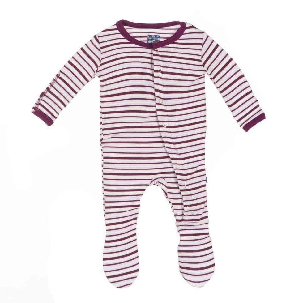 Girl's Bamboo Footie with Snaps, Girl Animal Stripe - Image 3