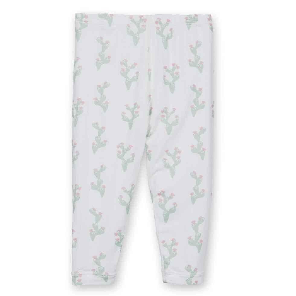 Girl's Bamboo Legging with Bows, Natural Cactus - Image 2