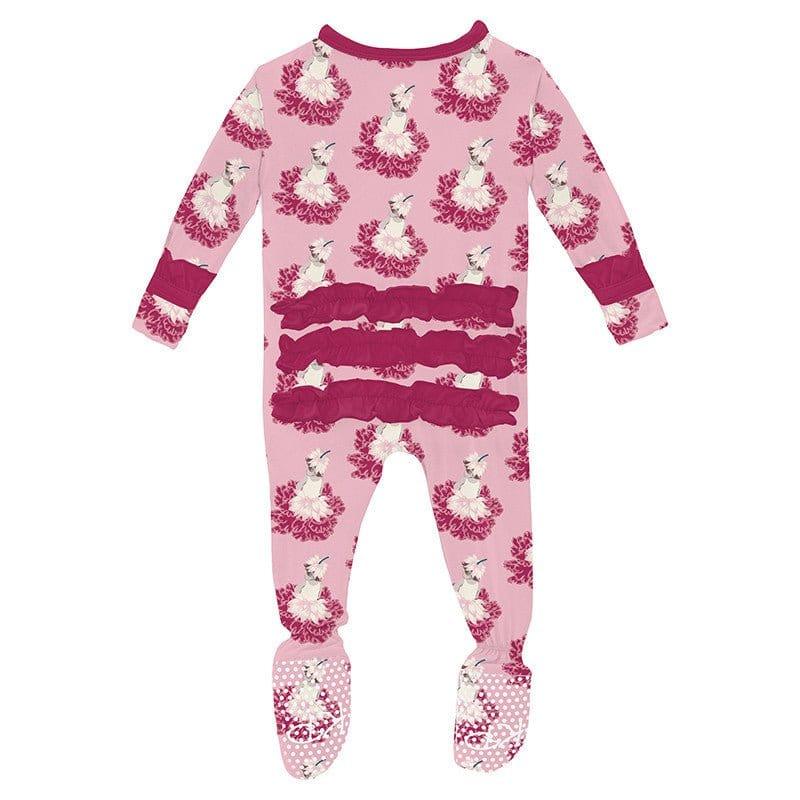 Girl's Print Bamboo Classic Ruffle Footie with 2-Way Zipper - Cake Pop Thumbelina - Image 2