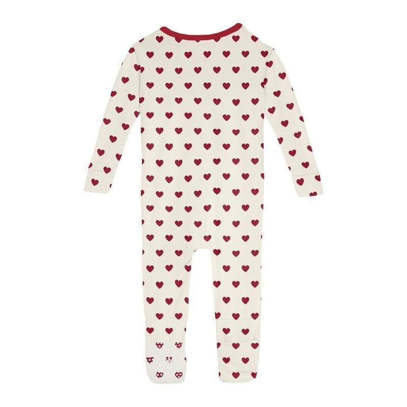 Girl's Print Bamboo Convertible Sleeper with Zipper - Natural Hearts - Image 2