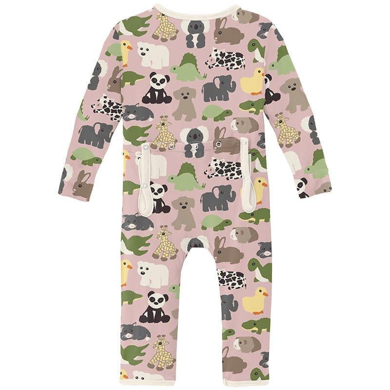 Girl's Print Bamboo Coverall with 2-Way Zipper - Baby Rose Too Many Stuffies - Image 2