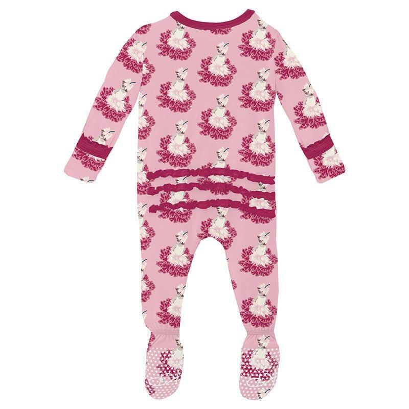 Girl's Print Bamboo Muffin Ruffle Footie with 2-Way Zipper - Cake Pop Thumbelina - Image 2