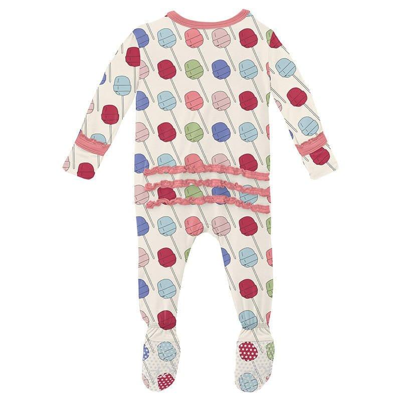 Girl's Print Bamboo Muffin Ruffle Footie with 2-Way Zipper - Lula's Lollipops - Image 2