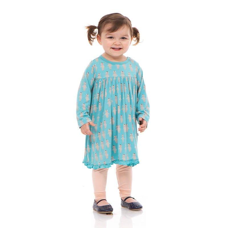Girl's Print Bamboo Classic Long Sleeve Swing Dress - Glacier Baby Doll - Image 2