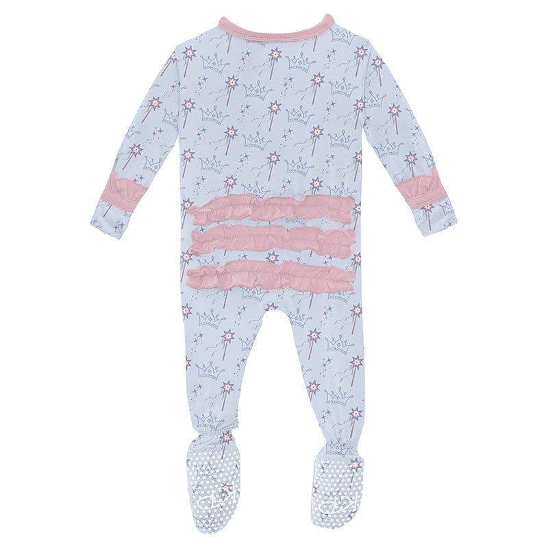 Girl's Print Bamboo Classic Ruffle Footie with 2-Way Zipper - Dew Magical Princess - Image 2