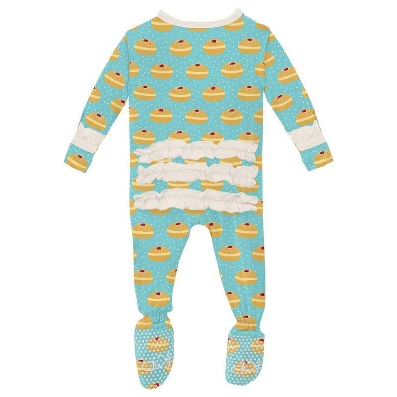 Girl's Print Bamboo Classic Ruffle Footie with Zipper - Iceberg Jelly Donuts (WCA22) - Image 2