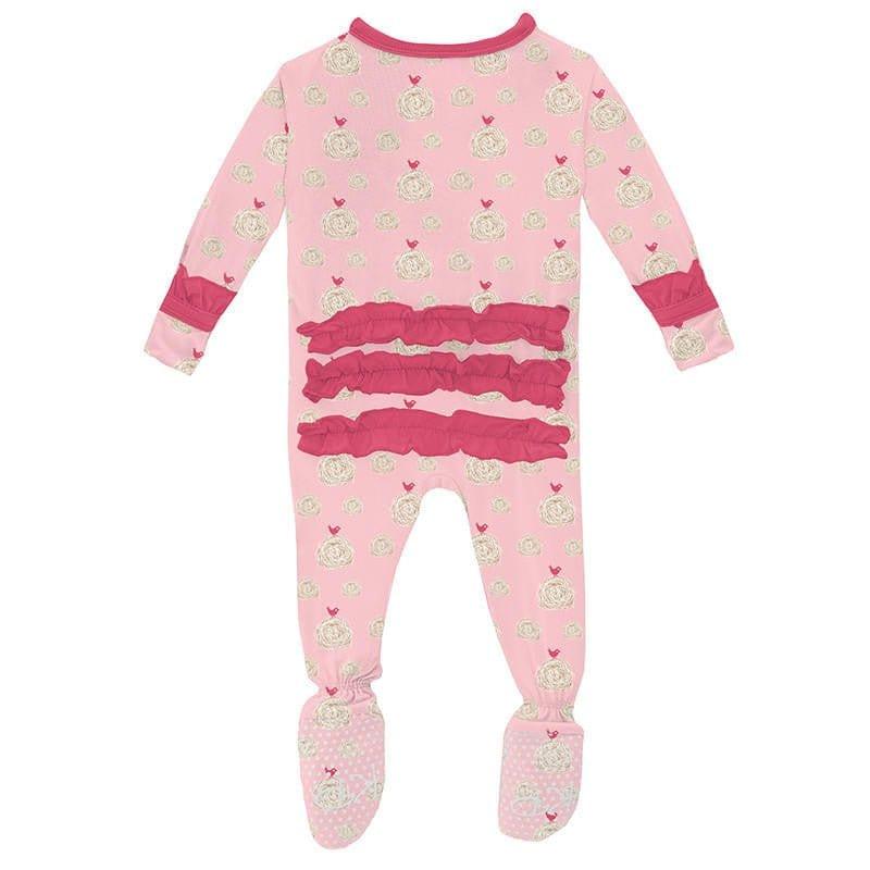 Girl's Print Bamboo Classic Ruffle Footie with Zipper - Lotus Hay Bales (15ANV) - Image 2