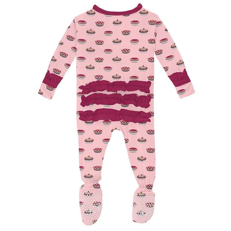 Girl's Print Bamboo Classic Ruffle Footie with Zipper - Lotus Pies (15ANV) - Image 2