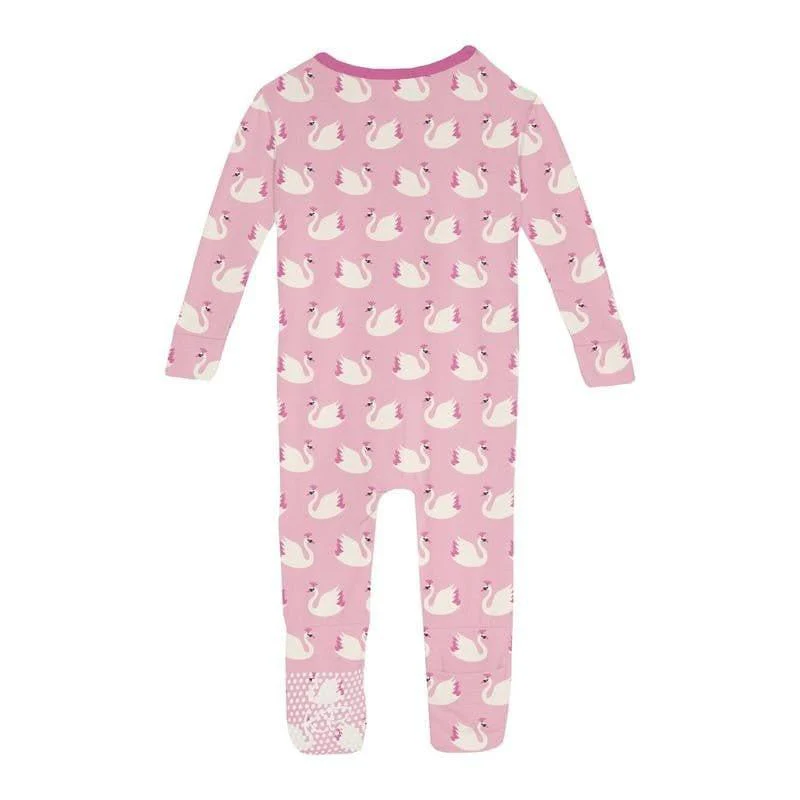 Girl's Print Bamboo Convertible Sleeper with Zipper - Cake Pop Swan Princess - Image 2