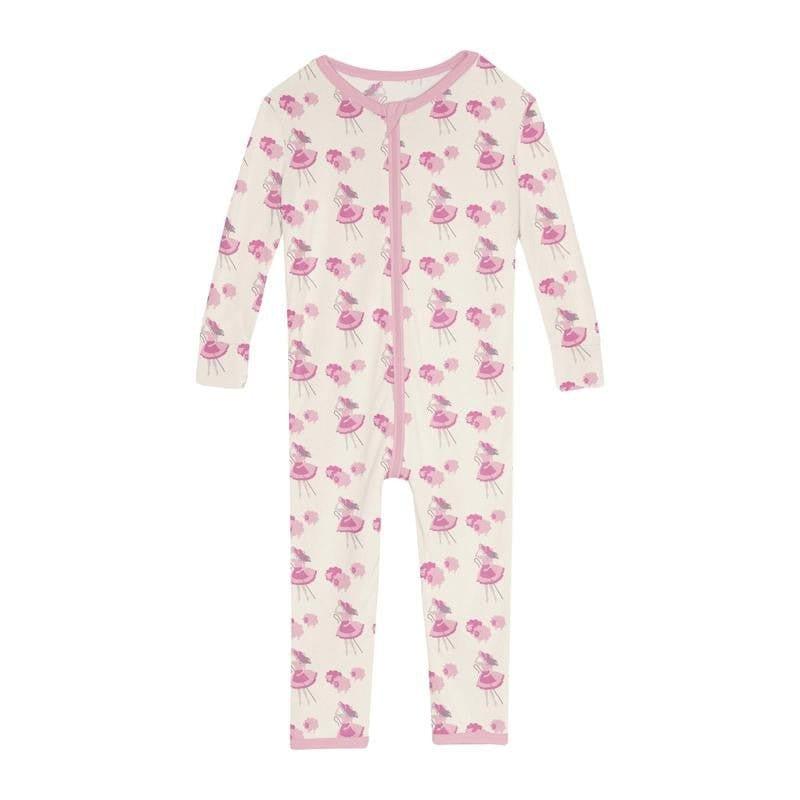 Girl's Print Bamboo Convertible Sleeper with Zipper - Natural Little Bo Peep