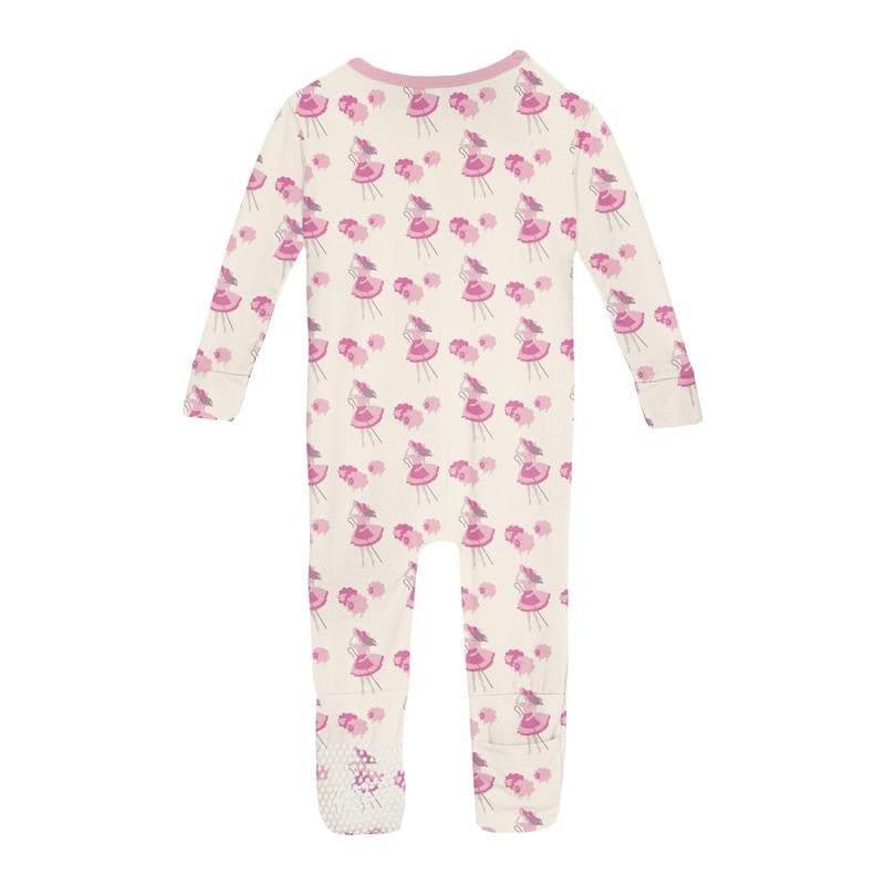 Girl's Print Bamboo Convertible Sleeper with Zipper - Natural Little Bo Peep - Image 2