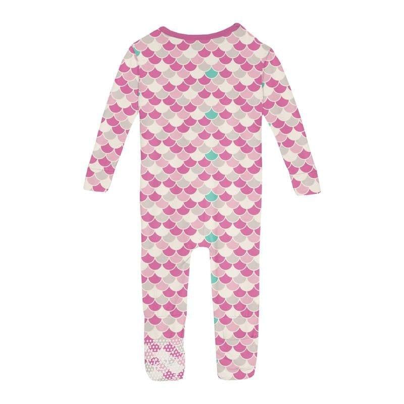 Girl's Print Bamboo Convertible Sleeper with Zipper - Tulip Scales - Image 2