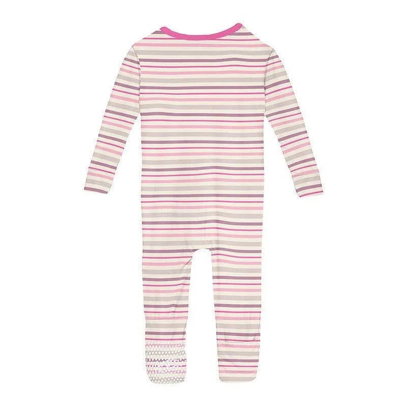 Girl's Print Bamboo Convertible Sleeper with Zipper - Whimsical Stripe - Image 2