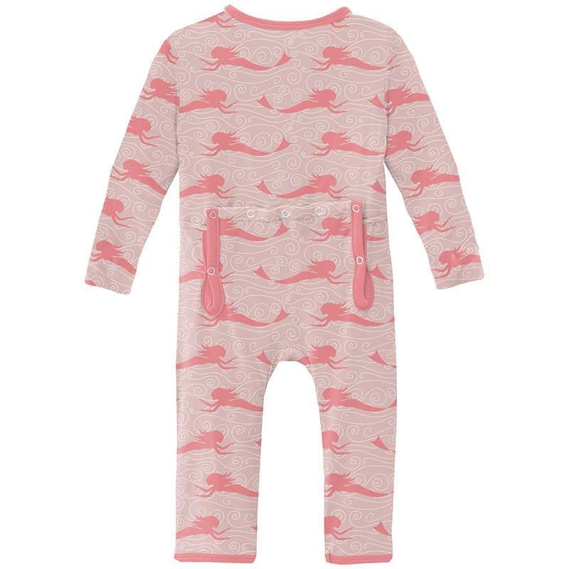 Girl's Print Bamboo Coverall with 2-Way Zipper - Baby Rose Mermaid - Image 2