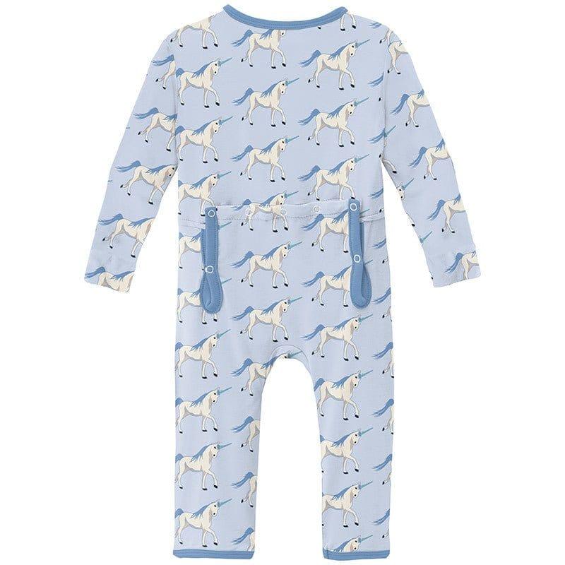 Girl's Print Bamboo Coverall with 2-Way Zipper - Dew Prancing Unicorn - Image 2