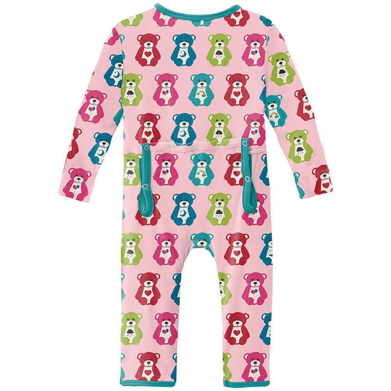 Girl's Print Bamboo Coverall with 2-Way Zipper - Lotus Happy Teddy - Image 2