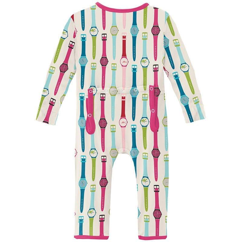Girl's Print Bamboo Coverall with 2-Way Zipper - Natural Watches - Image 2