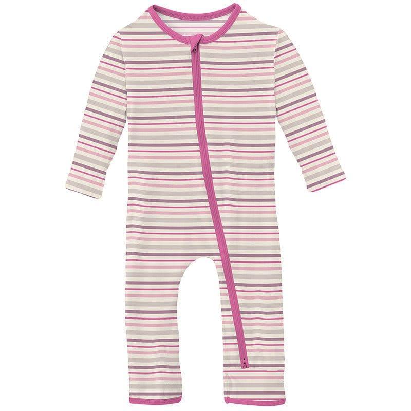 Girl's Print Bamboo Coverall with 2-Way Zipper - Whimsical Stripe