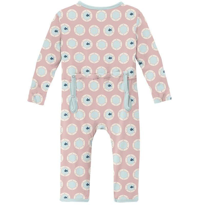 Girl's Print Bamboo Coverall with Zipper - Baby Rose Porthole - Image 2