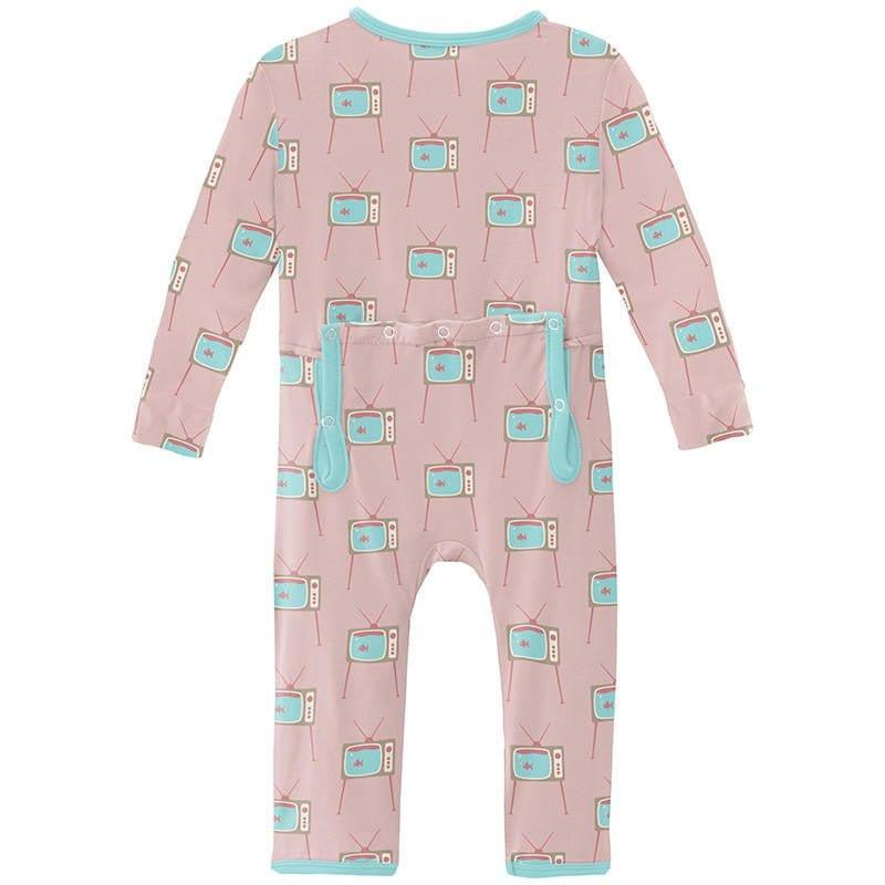 Girl's Print Bamboo Coverall with Zipper - Baby Rose Vintage TV - Image 2