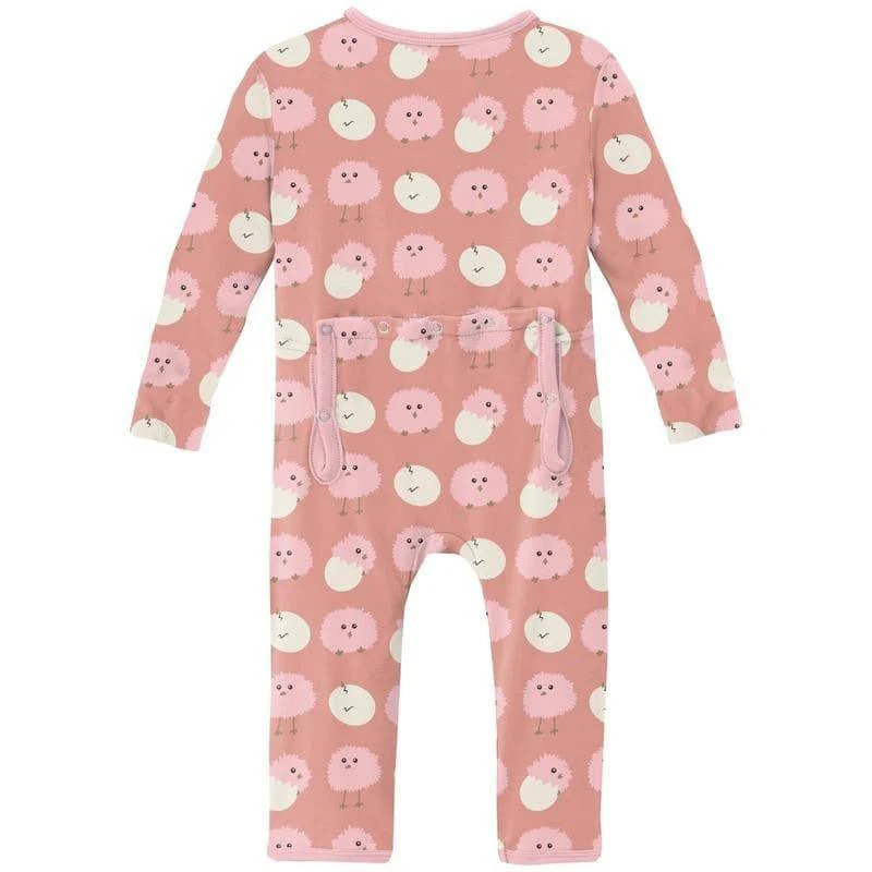 Girl's Print Bamboo Coverall with Zipper - Blush Peep Peeps - Image 2