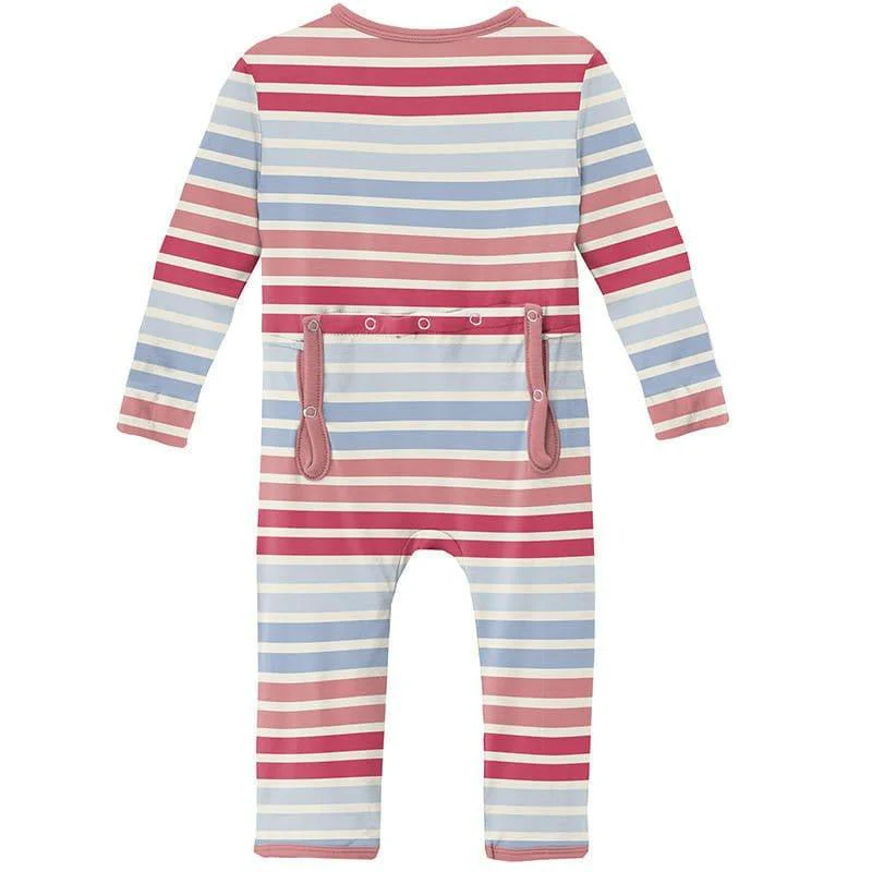 Girl's Print Bamboo Coverall with Zipper - Cotton Candy Stripe - Image 2