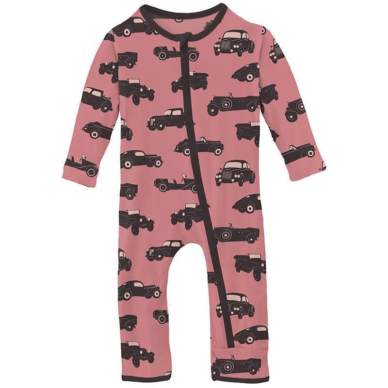 Girl's Print Bamboo Coverall with Zipper - Desert Rose Vintage Cars