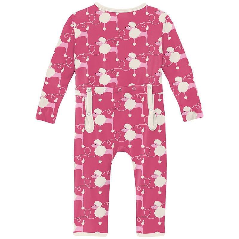 Girl's Print Bamboo Coverall with Zipper - Flamingo Poodles - Image 2