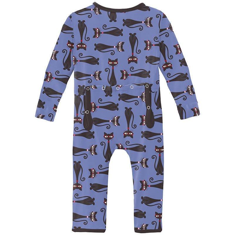 Girl's Print Bamboo Coverall with Zipper - Forget Me Not Cool Cats - Image 2