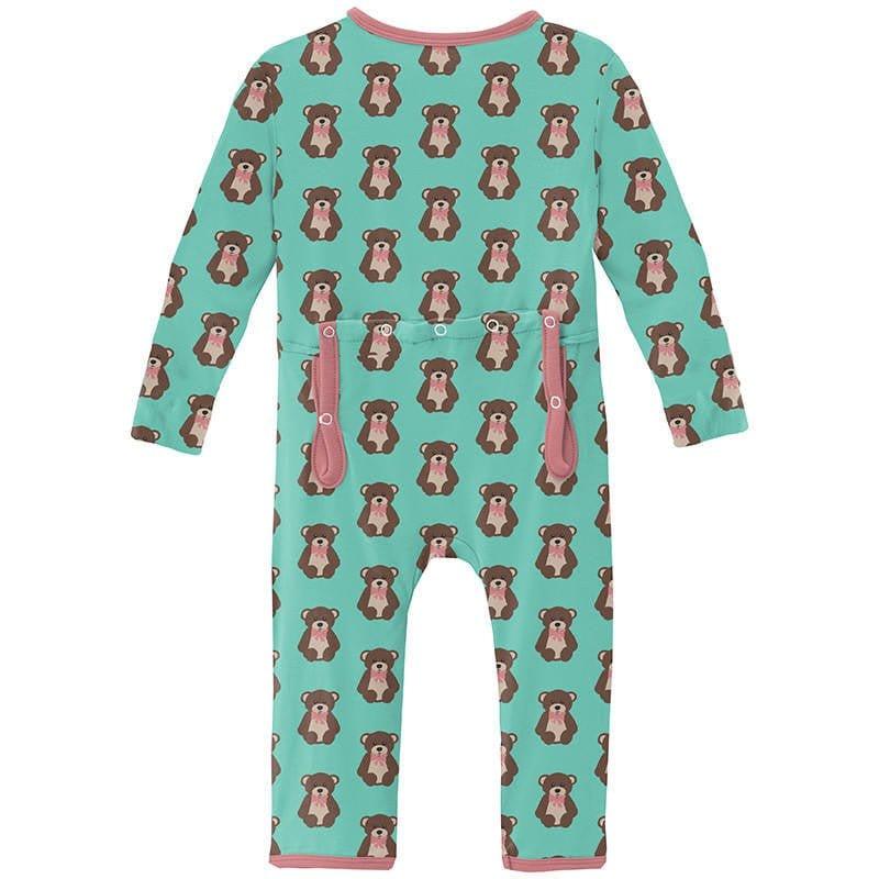 Girl's Print Bamboo Coverall with Zipper - Glass Teddy Bear - Image 2