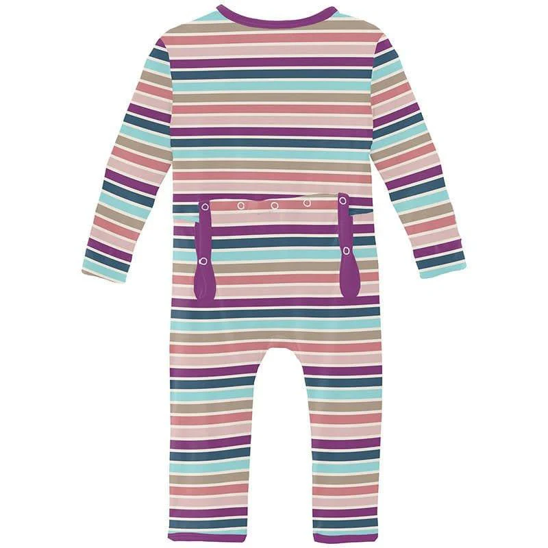 Girl's Print Bamboo Coverall with Zipper - Love Stripe - Image 2