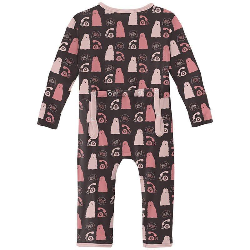 Girl's Print Bamboo Coverall with Zipper - Midnight Telephone and Dog - Image 2