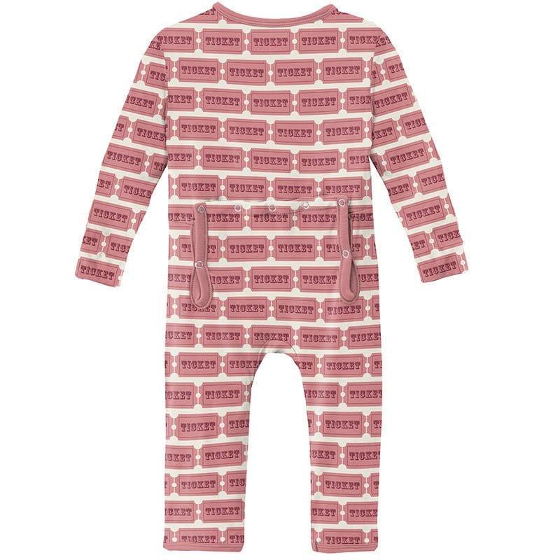 Girl's Print Bamboo Coverall with Zipper - Natural Game Tickets - Image 2