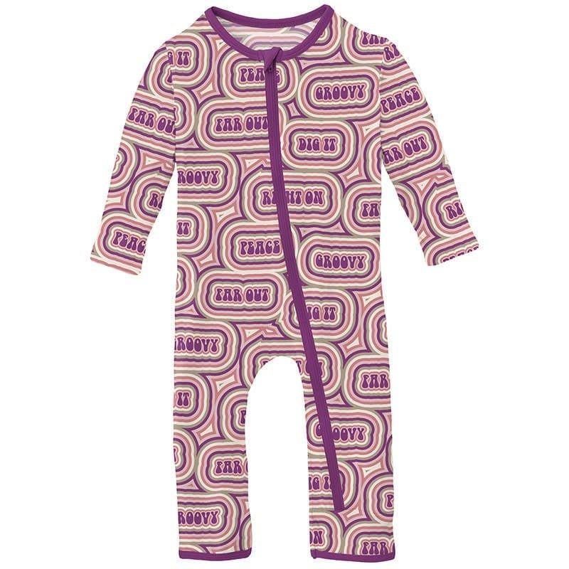 Girl's Print Bamboo Coverall with Zipper - Starfish Groovy