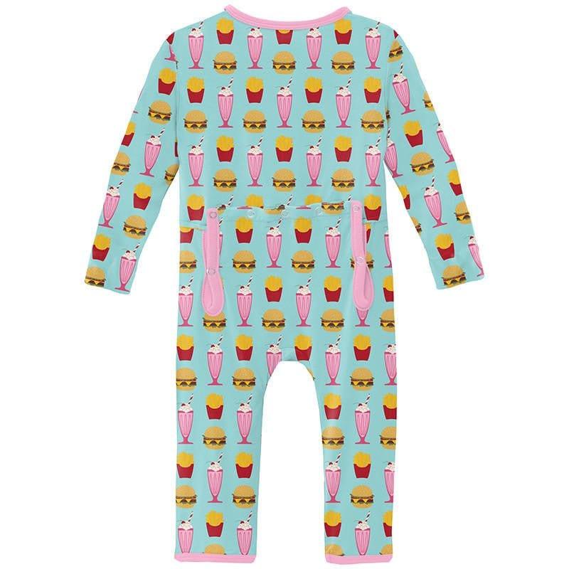 Girl's Print Bamboo Coverall with Zipper - Summer Sky Cheeseburger - Image 2