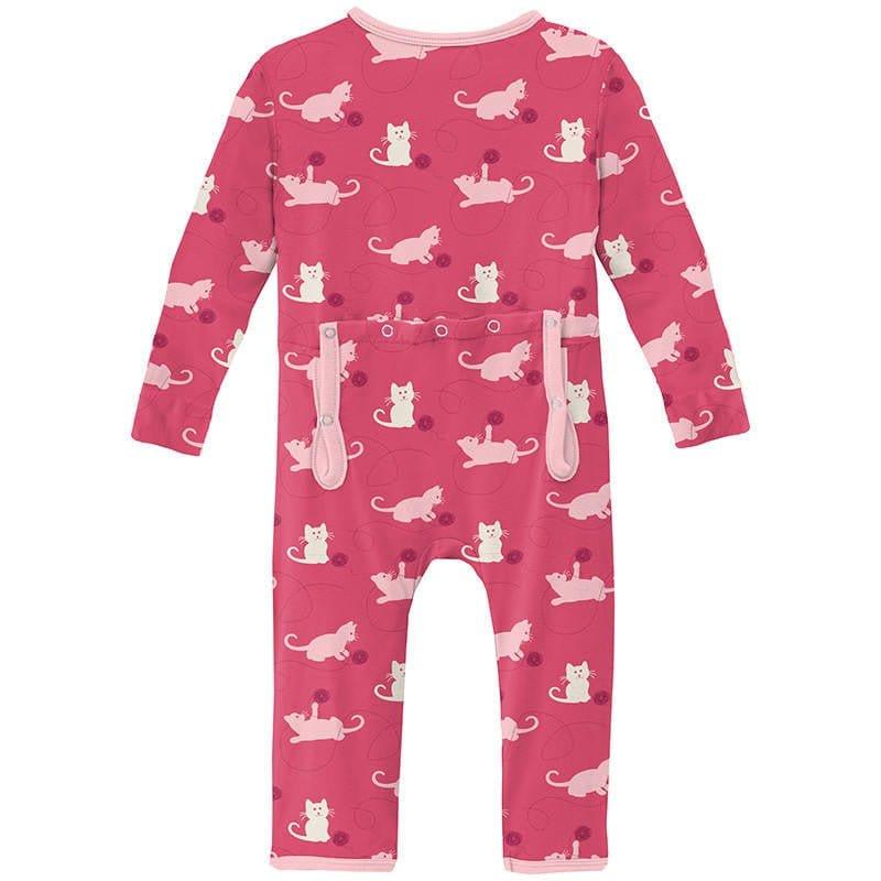 Girl's Print Bamboo Coverall with Zipper - Winter Rose Kitty (15ANV) - Image 2