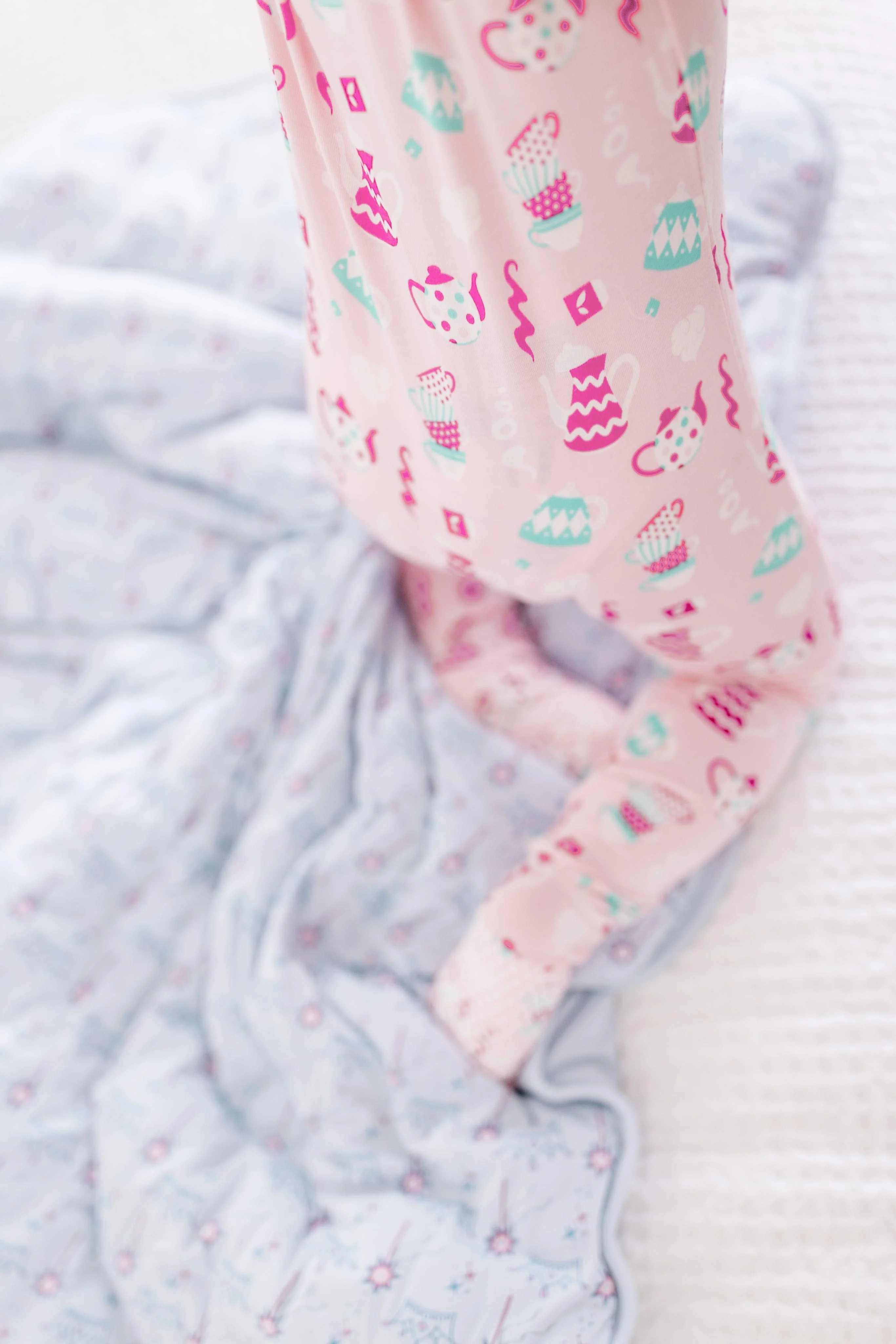 Girl's Print Bamboo Footie with 2-Way Zipper - Cake Pop Tea Party - Image 4