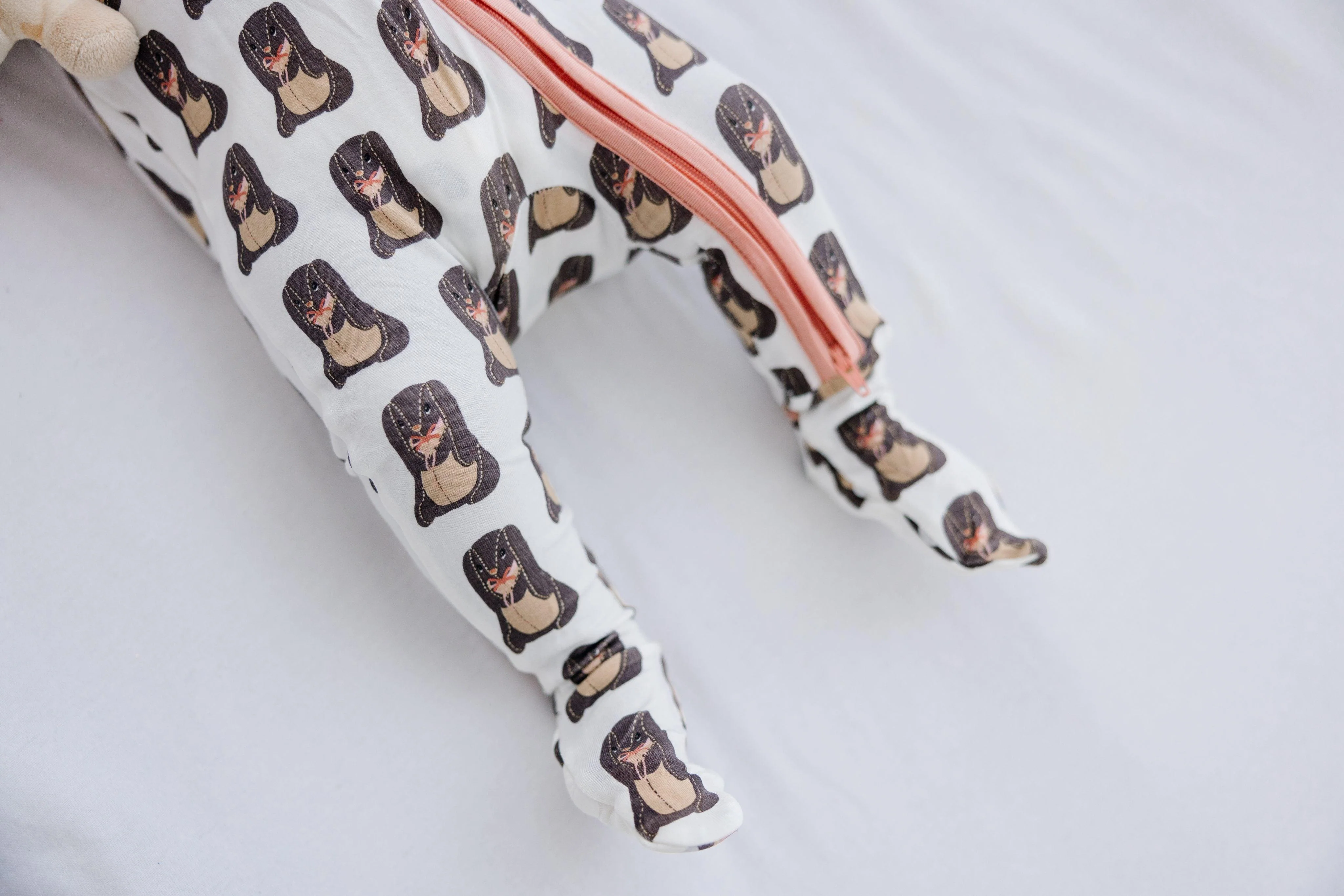 Bamboo Footie with 2-Way Zipper - Natural Velveteen Rabbit - Image 2