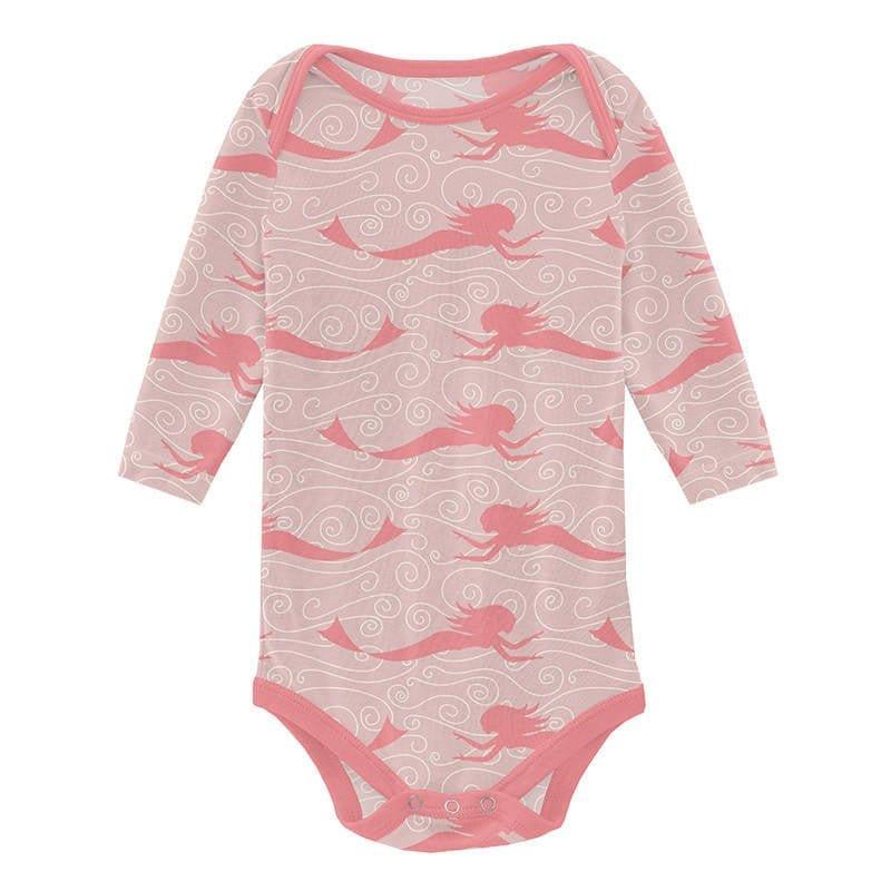 Girl's Print Bamboo Long Sleeve One Piece (Set of 2) - Baby Rose Mermaid & Strawberry - Image 3
