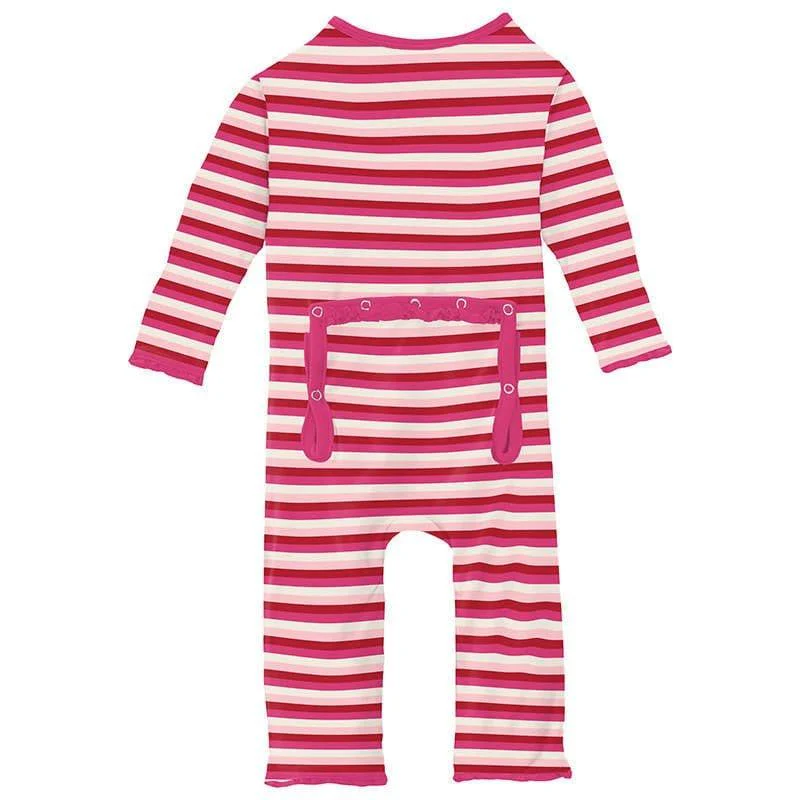 Girl's Print Bamboo Muffin Ruffle Coverall with Zipper - Anniversary Candy Stripe - Image 2