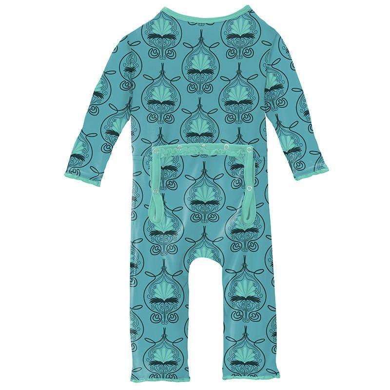 Girl's Print Bamboo Muffin Ruffle Coverall with Zipper - Art Nouveau Floral - Image 2